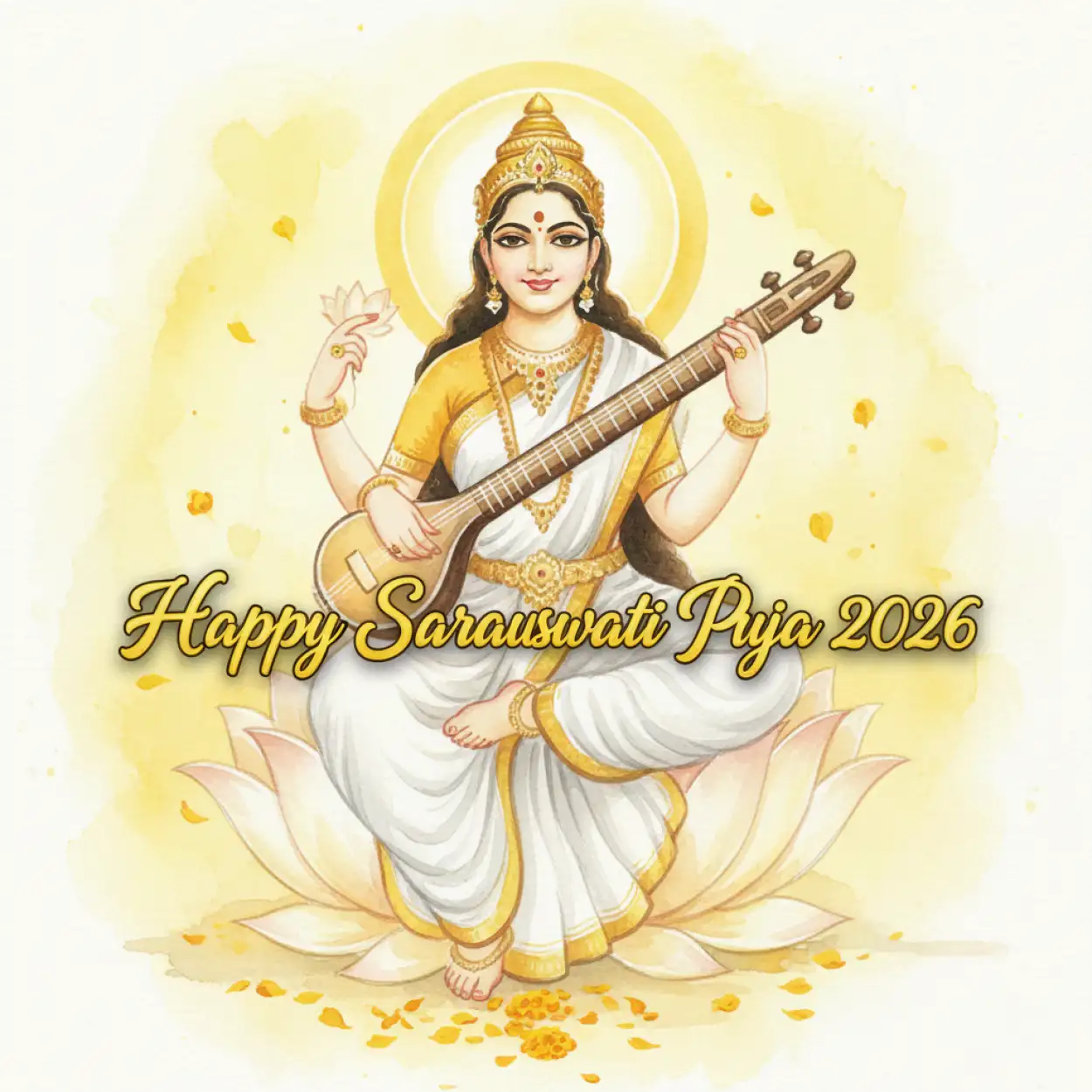 Free Download Happy Saraswati Puja 2026 Basant Panchami Wishes - High Quality Happy Saraswati Puja 2026 Image