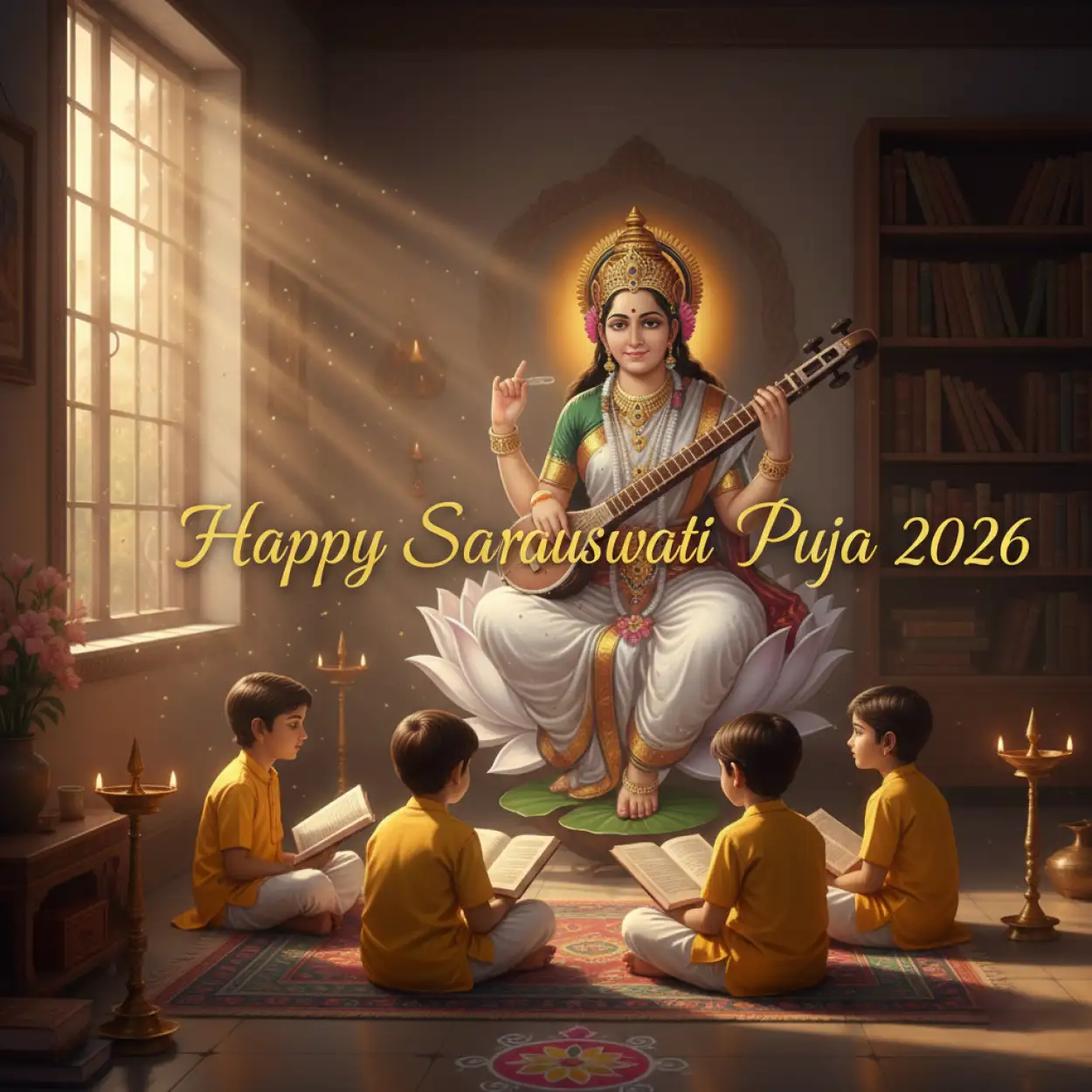 Happy Saraswati Puja 2026 Blog Featured Image - Royalty Free Happy Saraswati Puja 2026 Image | Pngmagic Free Download Happy Saraswati Puja 2026 Blog Featured Image - High Quality Happy Saraswati Puja 2026 Background