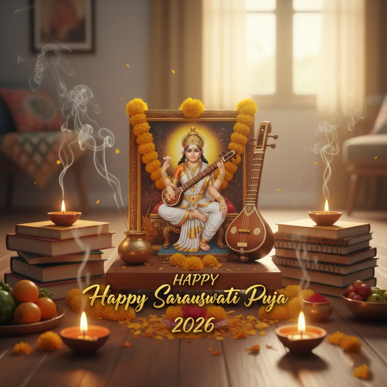 Happy Saraswati Puja 2026 Creative Background - Royalty Free Happy Saraswati Puja 2026 Image | Pngmagic Free Download Happy Saraswati Puja 2026 Creative Background - High Quality Happy Saraswati Puja 2026 Background