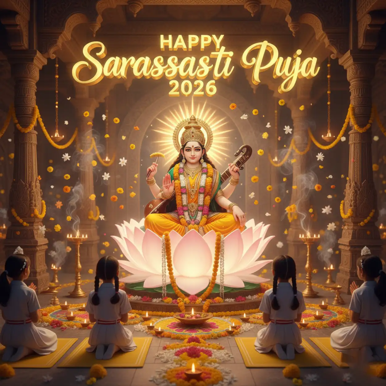 Free Download Happy Saraswati Puja 2026 Hd Images - High Quality Happy Saraswati Puja 2026 Image