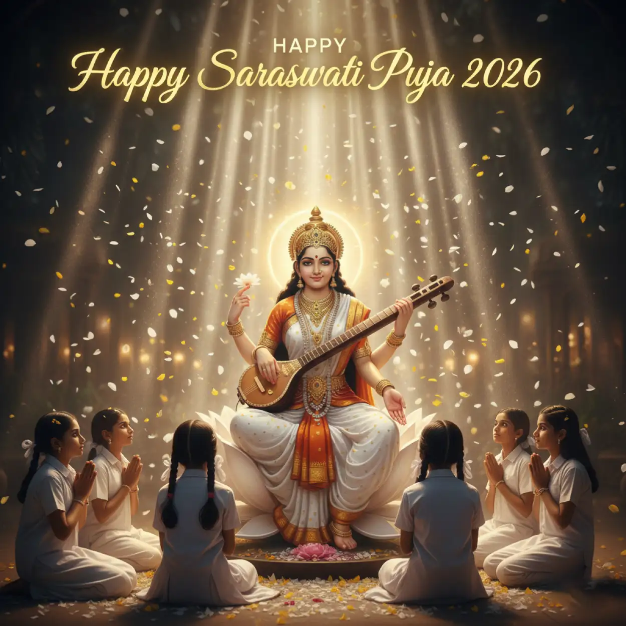 Happy Saraswati Puja 2026 Indian Festival Poster - Royalty Free Happy Saraswati Puja 2026 Image | Pngmagic Free Download Happy Saraswati Puja 2026 Indian Festival Poster - High Quality Happy Saraswati Puja 2026 Background