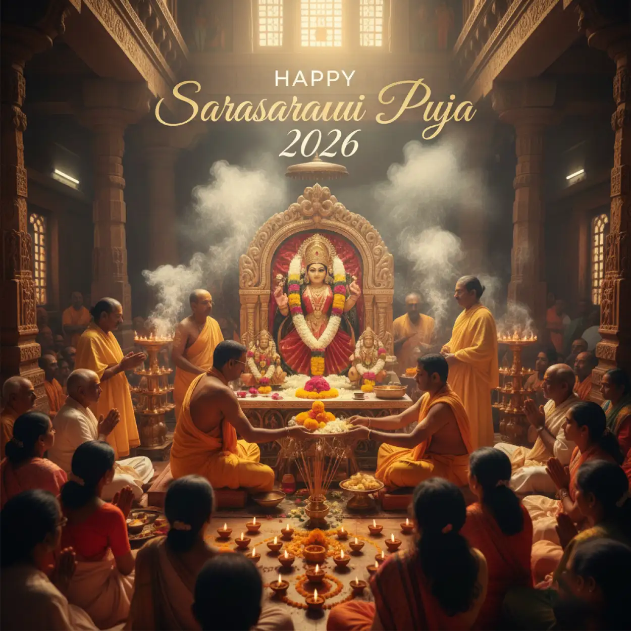 Free Download Happy Saraswati Puja 2026 Poster Design - High Quality Happy Saraswati Puja 2026 Image