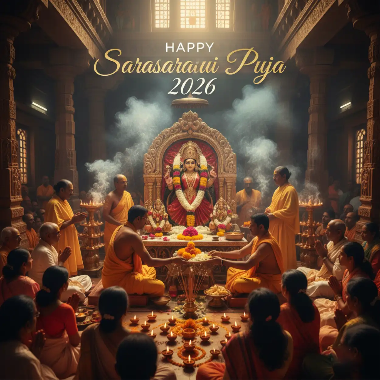 Free Download Happy Saraswati Puja 2026 Puja Ceremony Images - High Quality Happy Saraswati Puja 2026 Image
