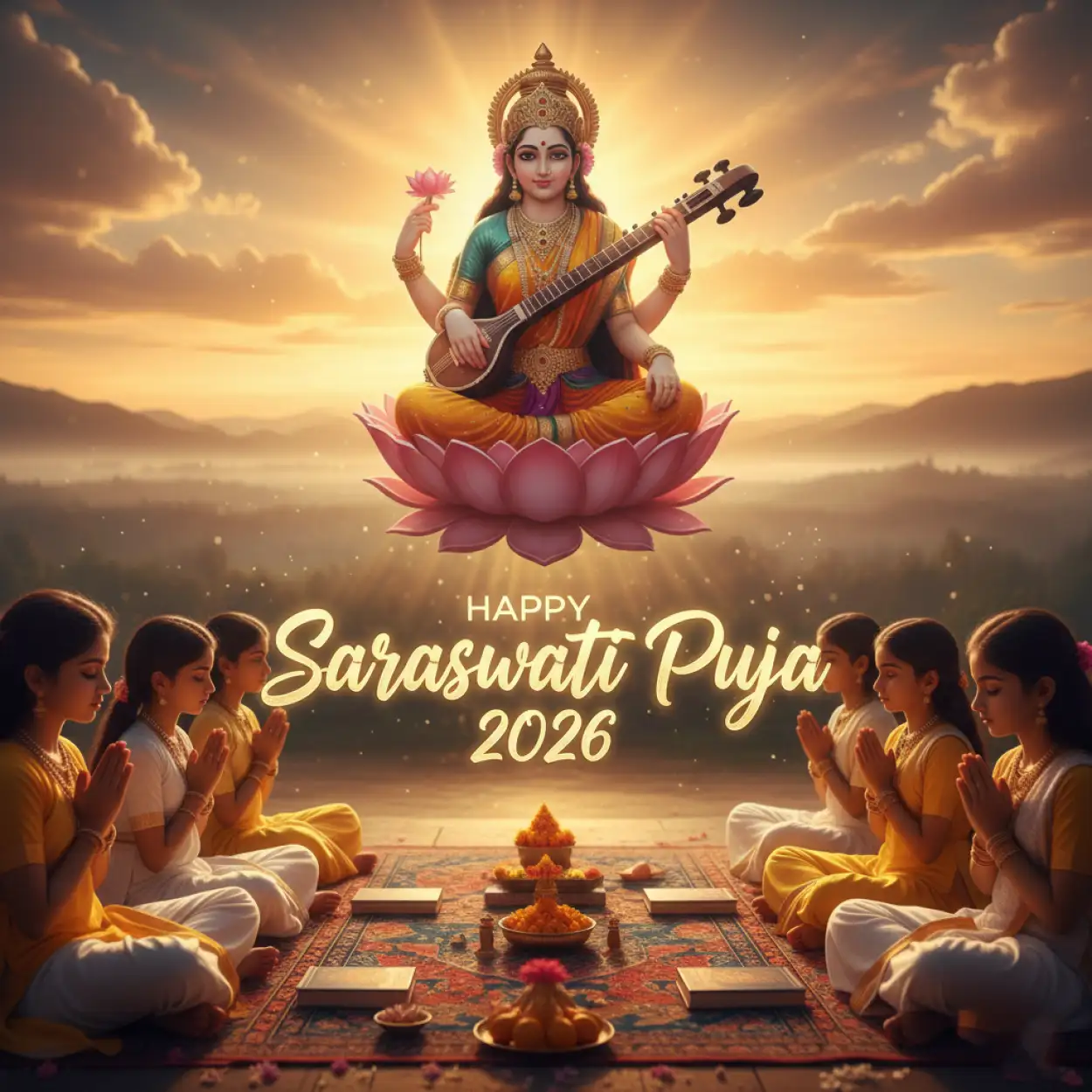 Free Download Happy Saraswati Puja 2026 Shayari - High Quality Happy Saraswati Puja 2026 Image