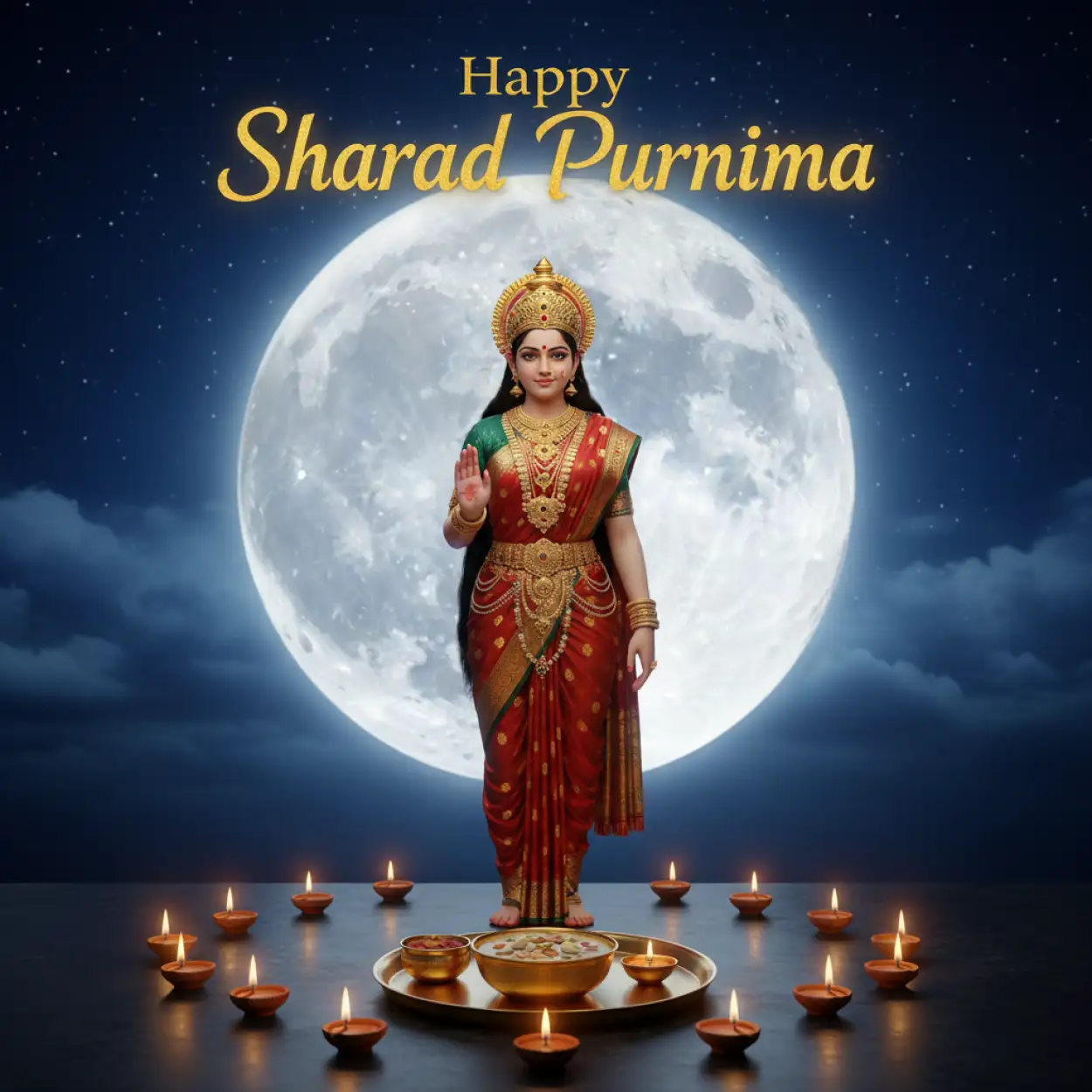 Free Download Happy Sharad Purnima Maa Laxmi Blessings PNG - High Quality Happy Sharad Purnima PNG Image