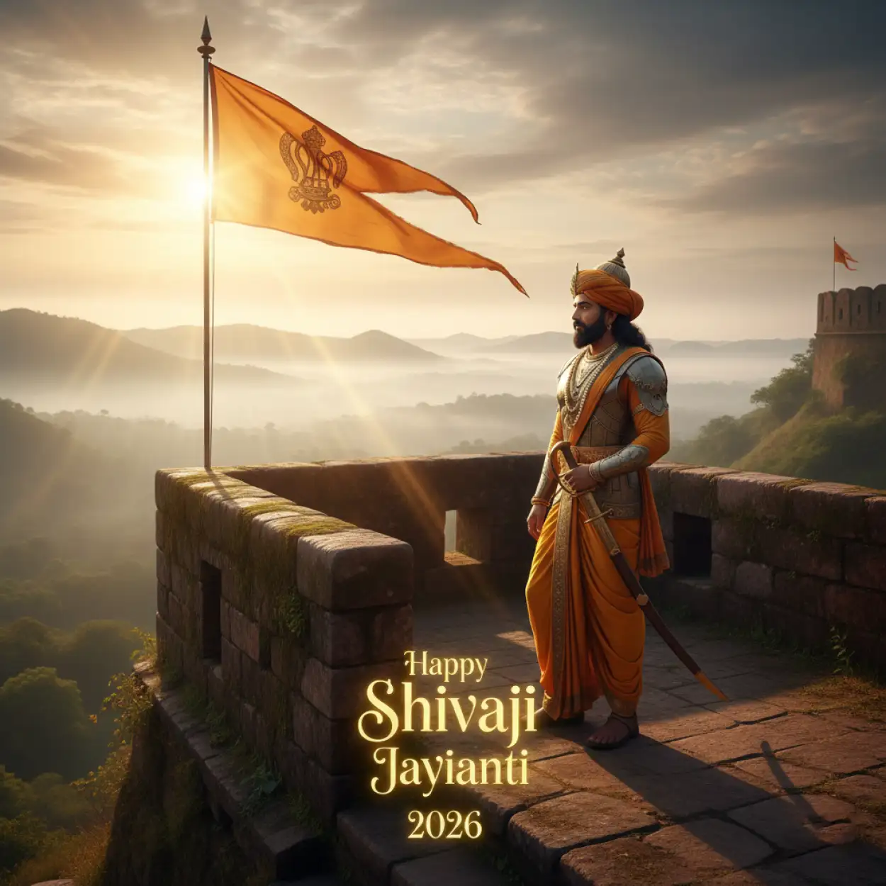 Free Download Happy Shivaji Jayanti 2026 Shivneri Fort Wallpaper - High Quality Happy Shivaji Jayanti 2026 Background