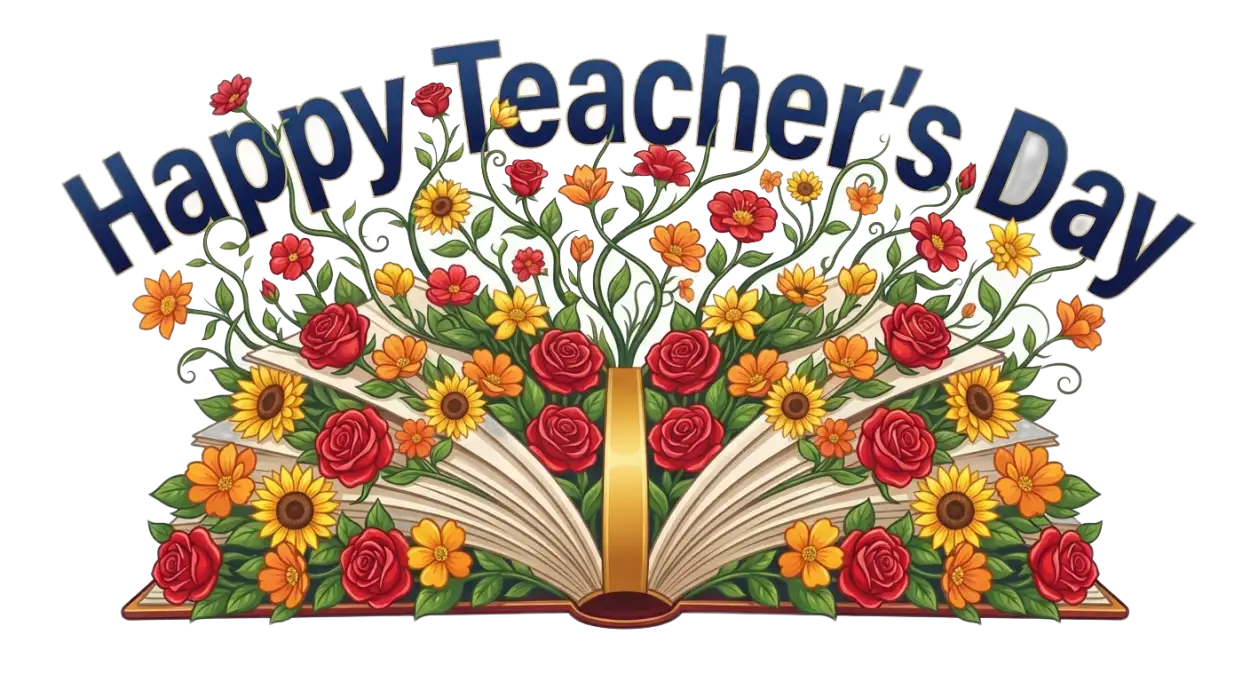 Free Download Happy Teachers Day Flowers Png - High Quality Teachers Day Png Transparent PNG