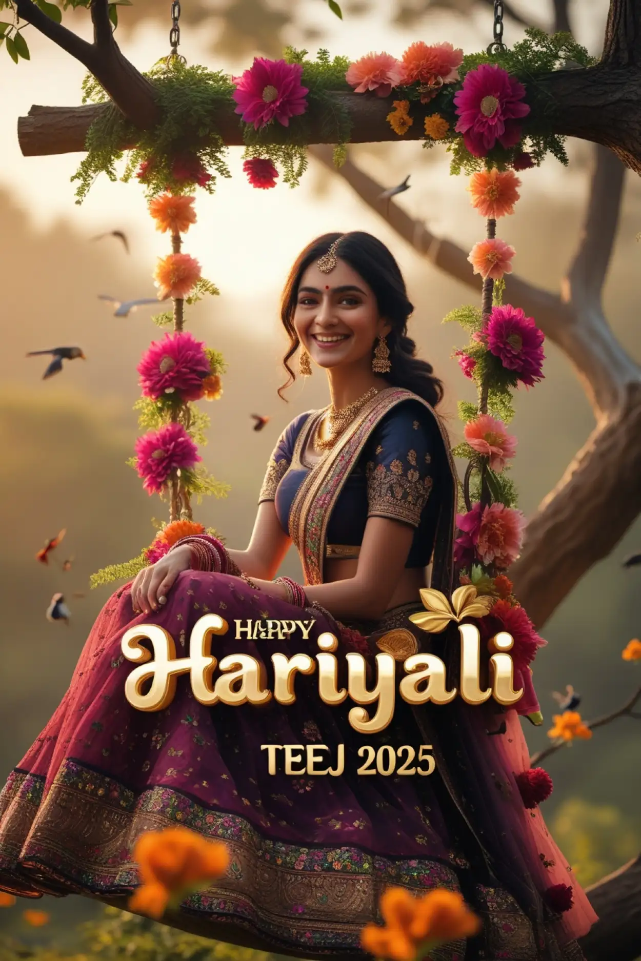 Free Download Happy Teej Images In High Resolution - High Quality Happy Hariyali Teej Wishes 2025 Background
