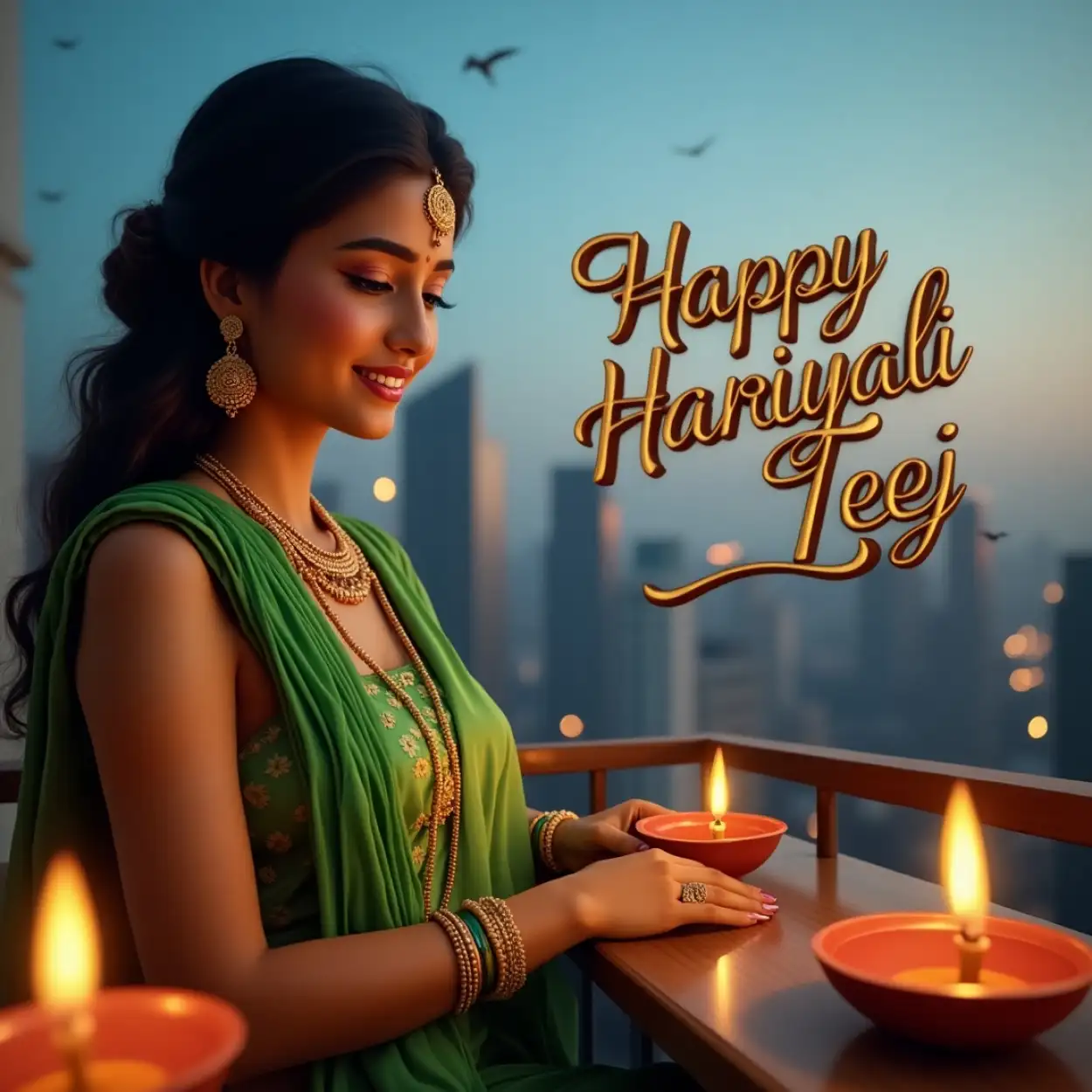 Free Download Happy Teej Message In Hindi With Image - High Quality Happy Hariyali Teej Wishes 2025 Background