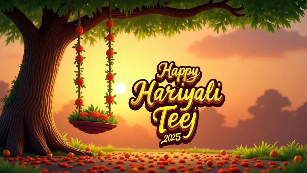 Free Download Happy Teej Wishes Banner For Facebook - High Quality Happy Hariyali Teej Wishes 2025 Image