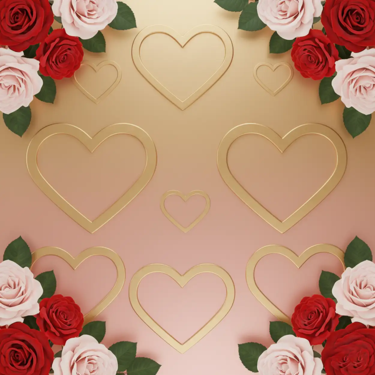Free Download Happy Valentines Day Background With Golden Frame - High Quality Happy Valentines Day Background Hd Background