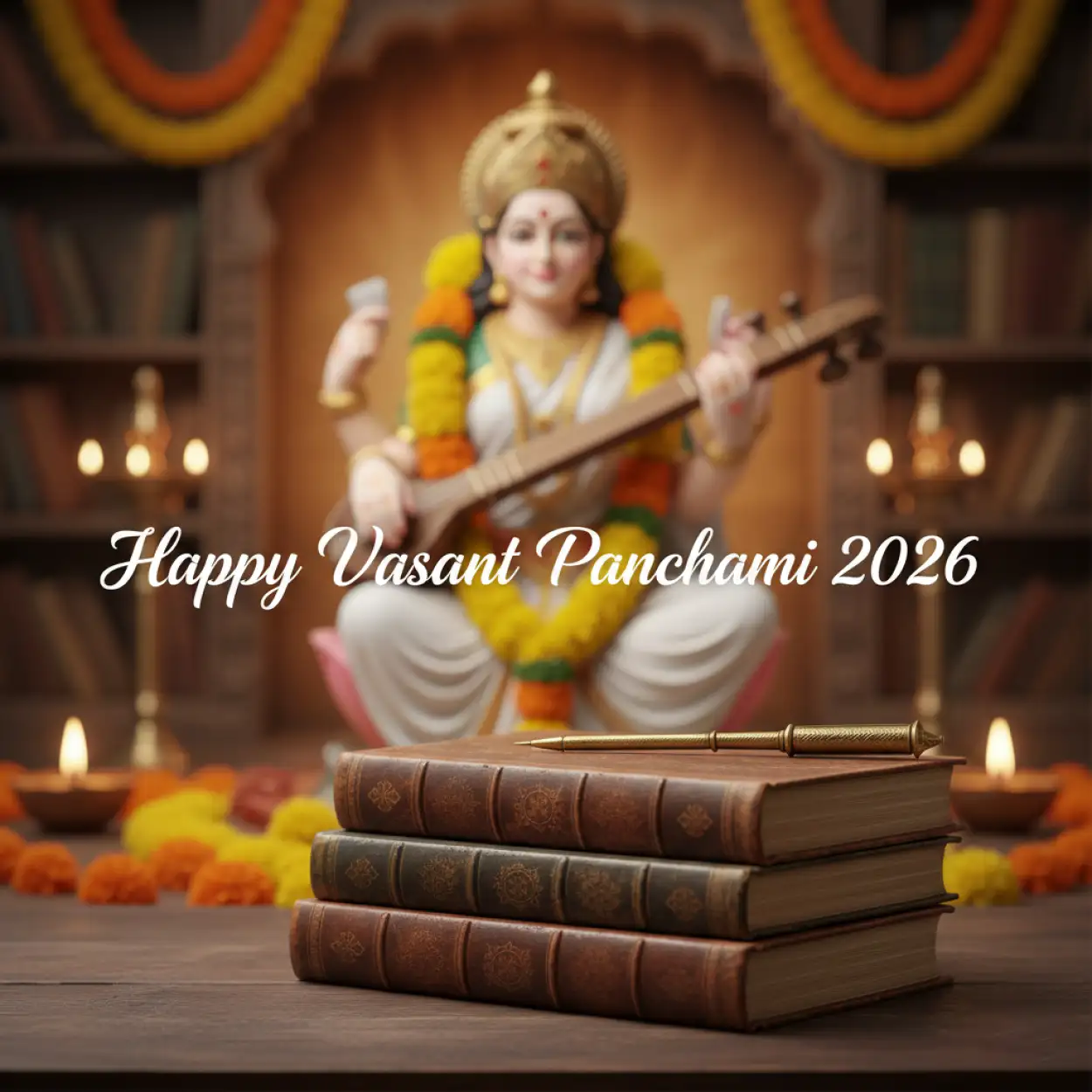 Free Download Happy Vasant Panchami 2026 Devotional Poster - High Quality Happy Vasant Panchami 2026 Background
