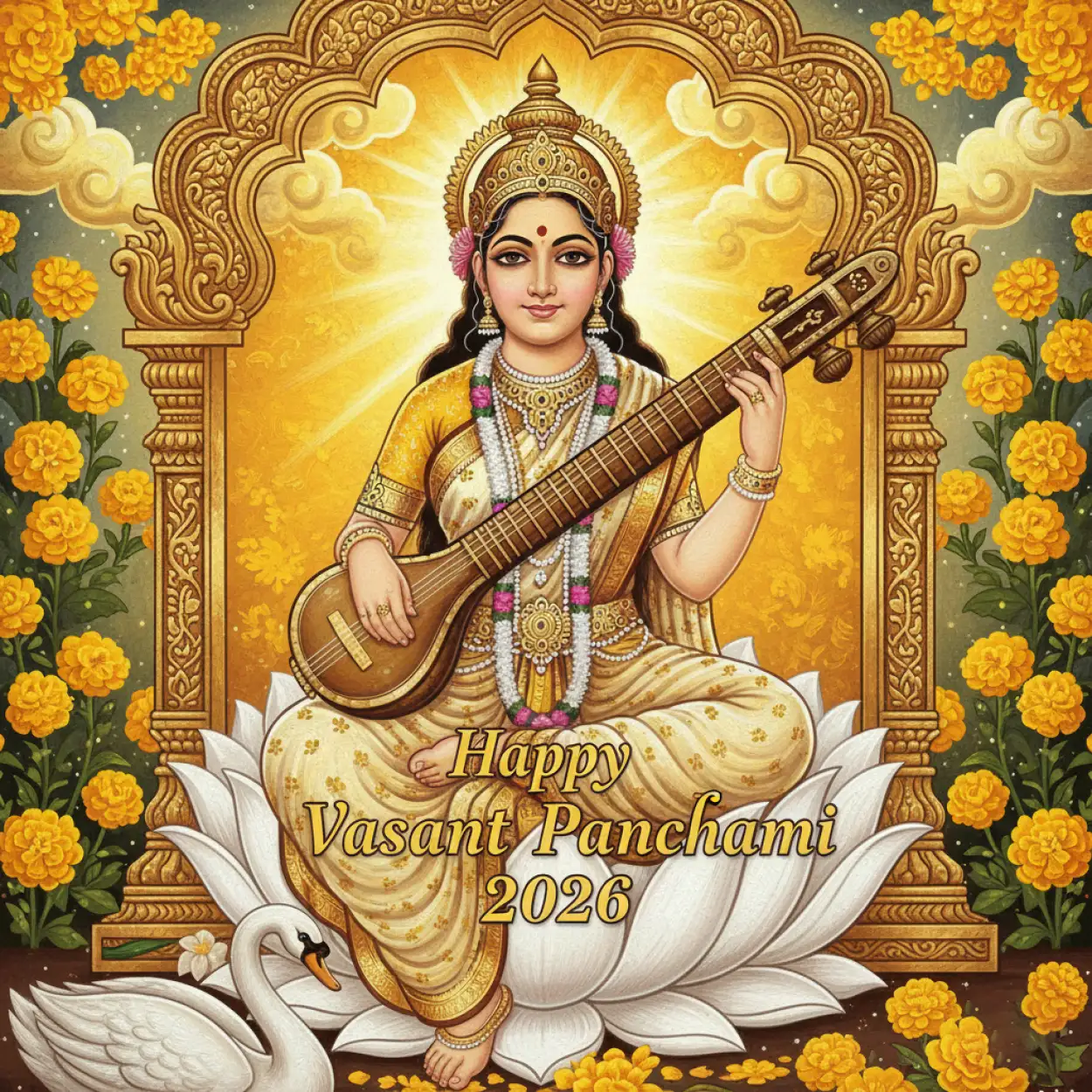 Free Download Happy Vasant Panchami 2026 Maa Saraswati Image - High Quality Happy Vasant Panchami 2026 Image