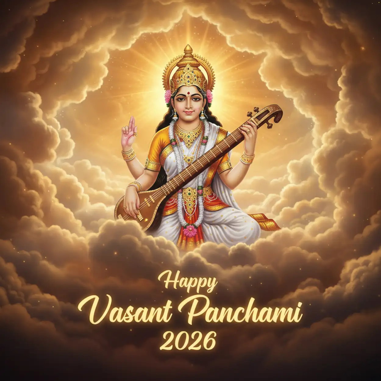 Free Download Happy Vasant Panchami 2026 Puja Poster - High Quality Happy Vasant Panchami 2026 Background