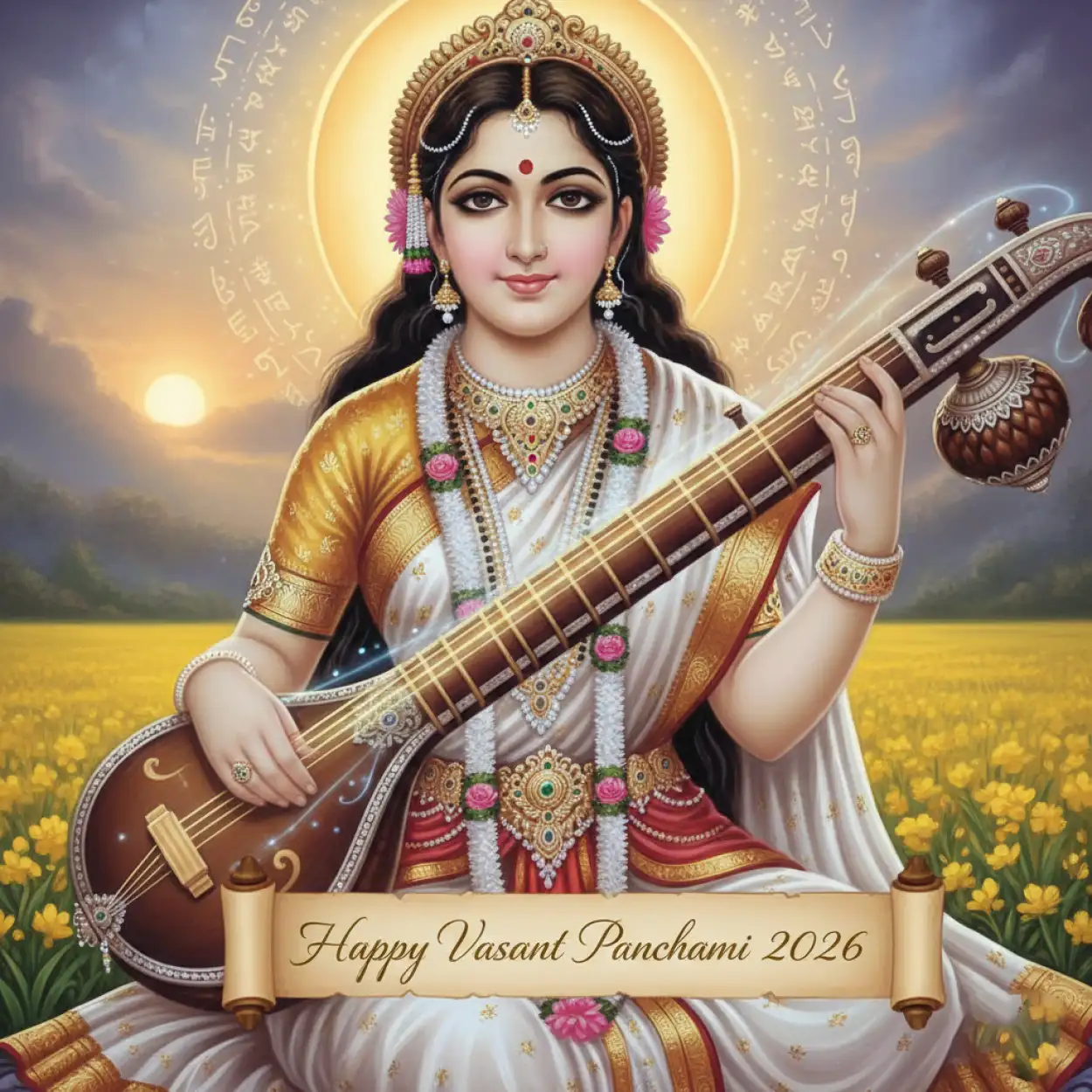 Free Download Happy Vasant Panchami 2026 Wishes With Maa Saraswati - High Quality Happy Vasant Panchami 2026 Image