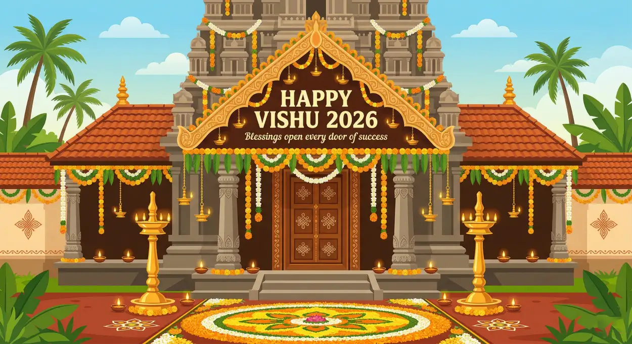 Free Download Happy Vishu 2026 Wishes Festival Background Design - High Quality Happy Vishu 2026 Wishes Background Image