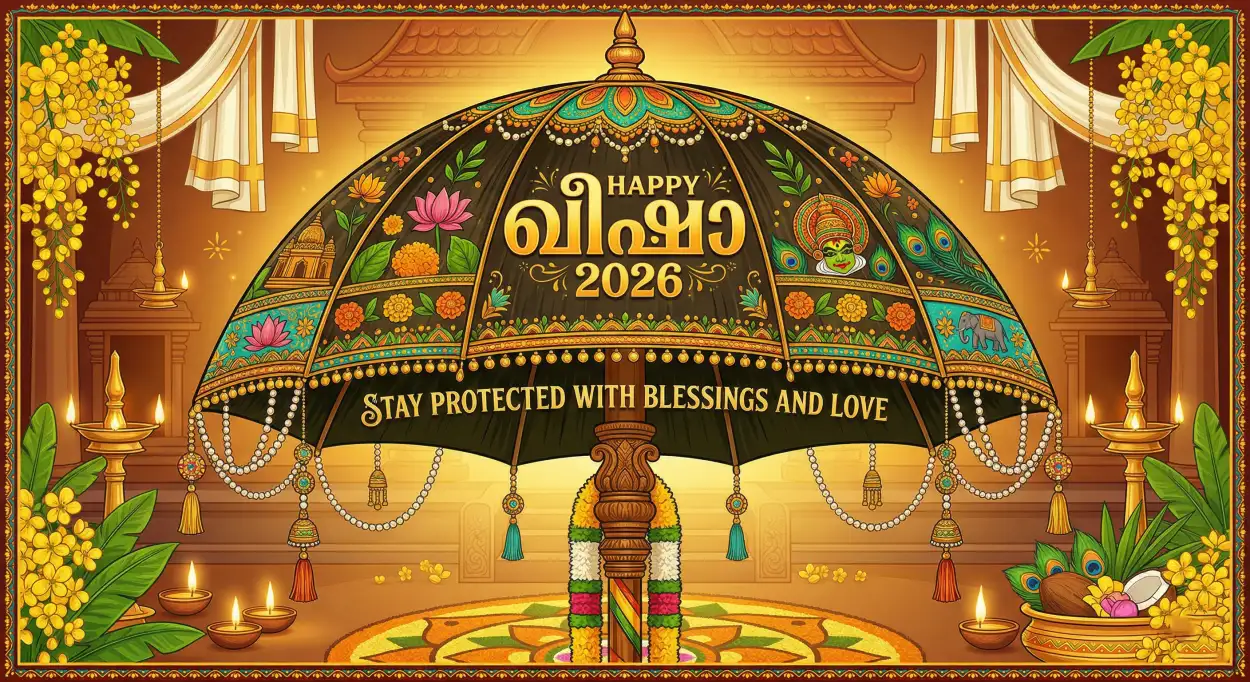 Free Download Happy Vishu 2026 Wishes Malayalam Images With Traditional Kerala Design - High Quality Happy Vishu 2026 Wishes Image