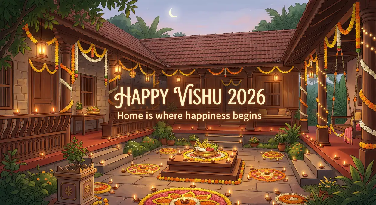 Free Download Happy Vishu 2026 Wishes Status Lines Malayalam - High Quality Happy Vishu 2026 Wishes Image