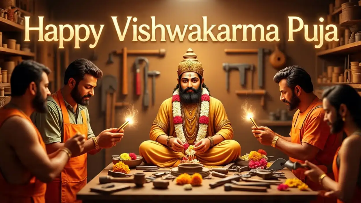 Free Download Happy Vishwakarma Puja Wishes For Social Media Sharing - High Quality Happy Vishwakarma Puja Wishes Background