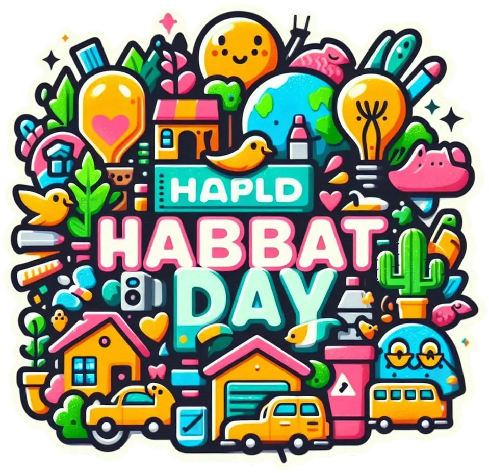 Free Download Happy World Habitat Day Png Design With Nature Elements - High Quality Happy World Habitat Day PNG Image