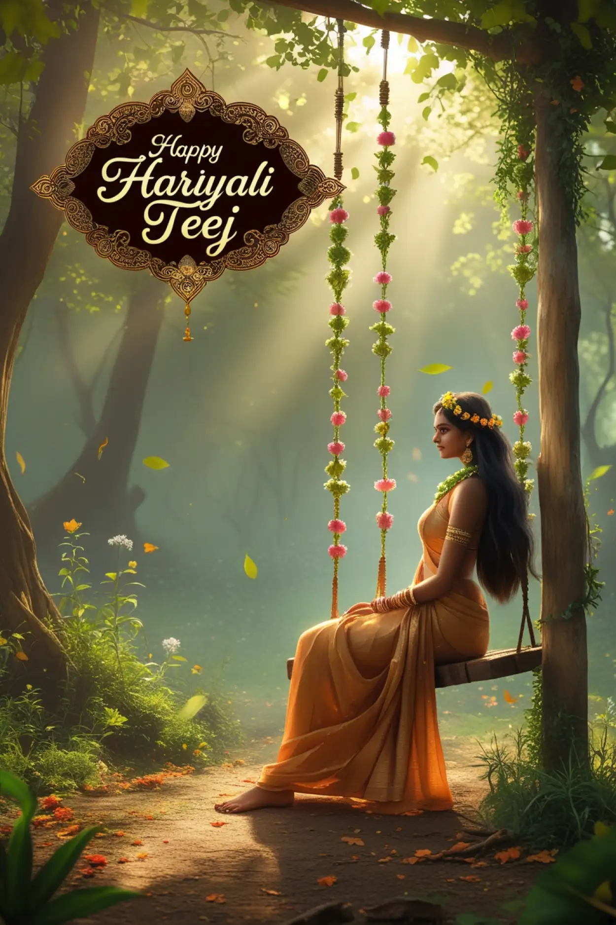Free Download Hariyali Teej Festival HD Wallpaper 2025 - High Quality Happy Hariyali Teej Background