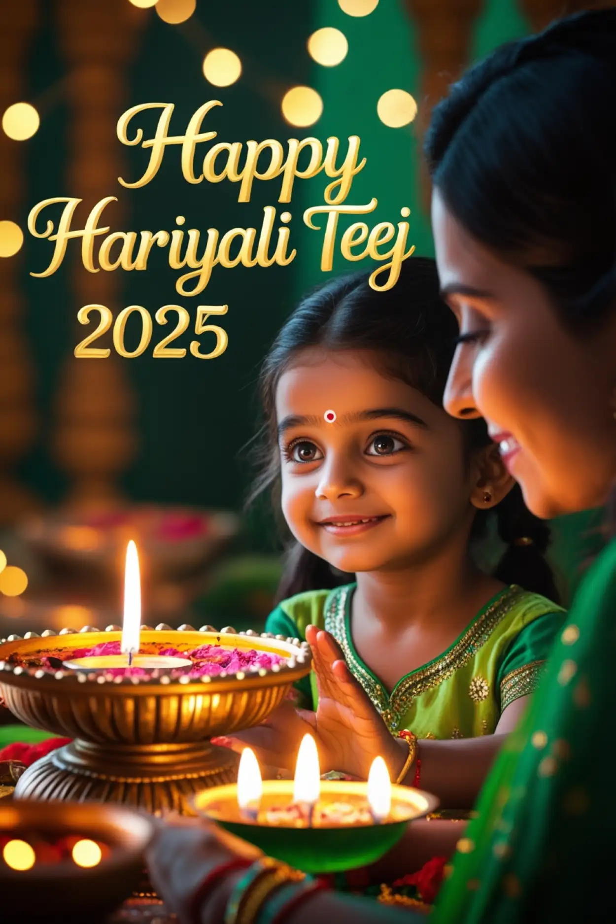 Free Download Hariyali Teej Greeting Card With Name - High Quality Happy Hariyali Teej Wishes 2025 Background