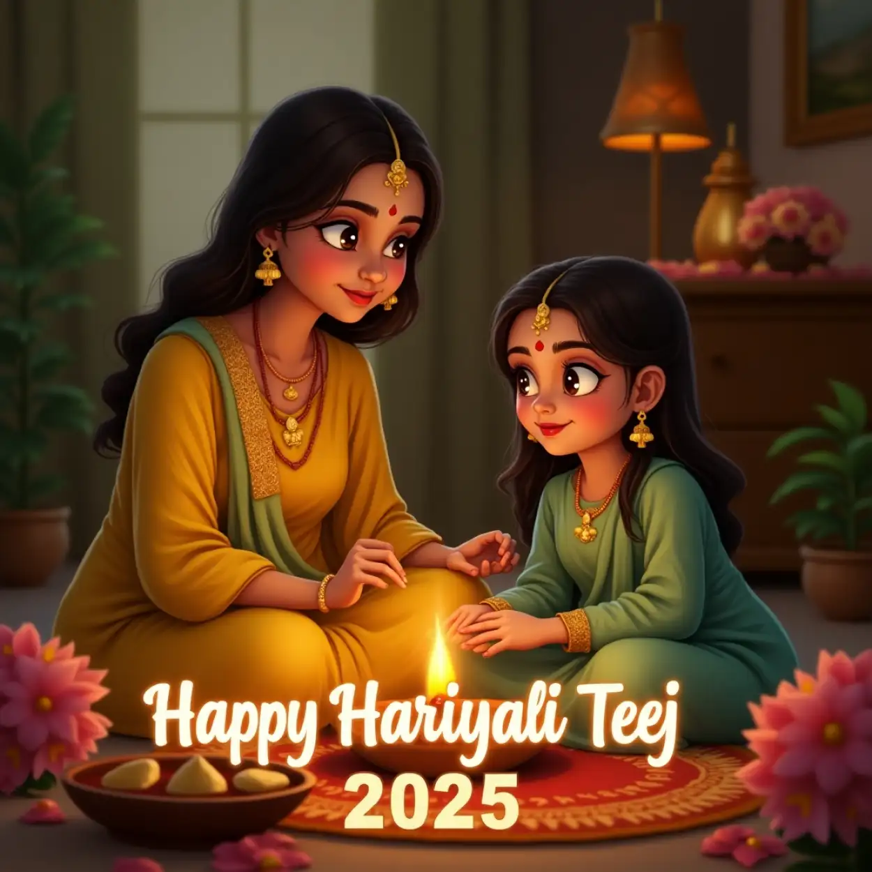Free Download Hariyali Teej Ki Hardik Shubhkamnaye - High Quality Happy Hariyali Teej Wishes 2025 Background