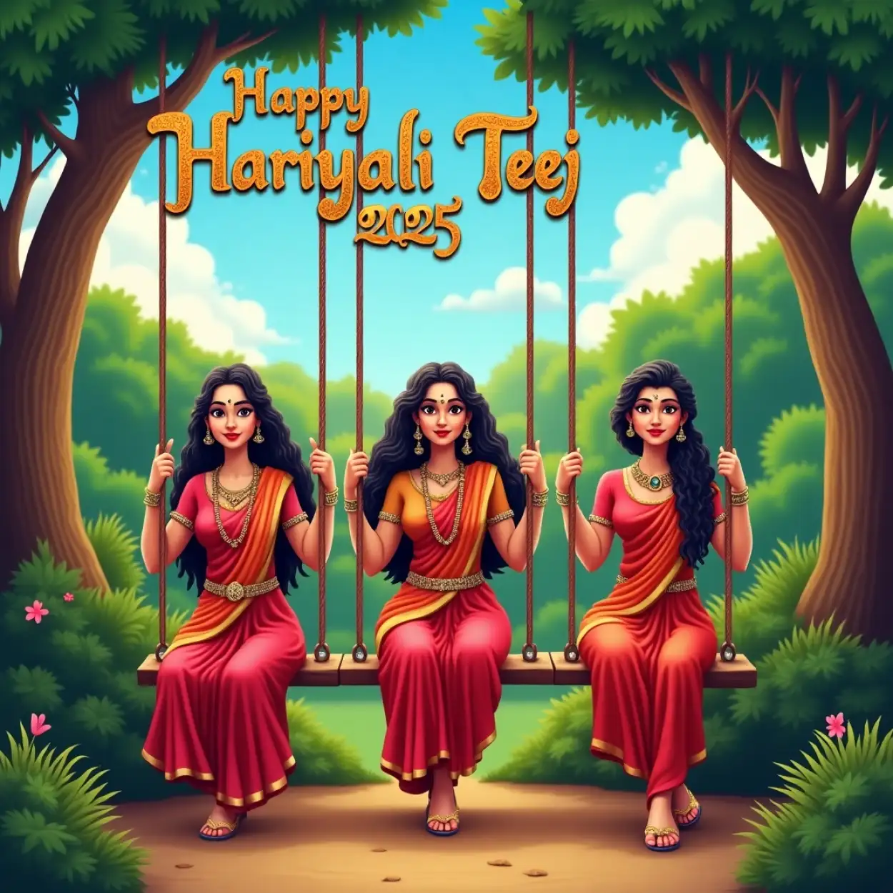 Free Download Hariyali Teej Ki Image Hindi Message Ke Sath - High Quality Happy Hariyali Teej Wishes 2025 Background