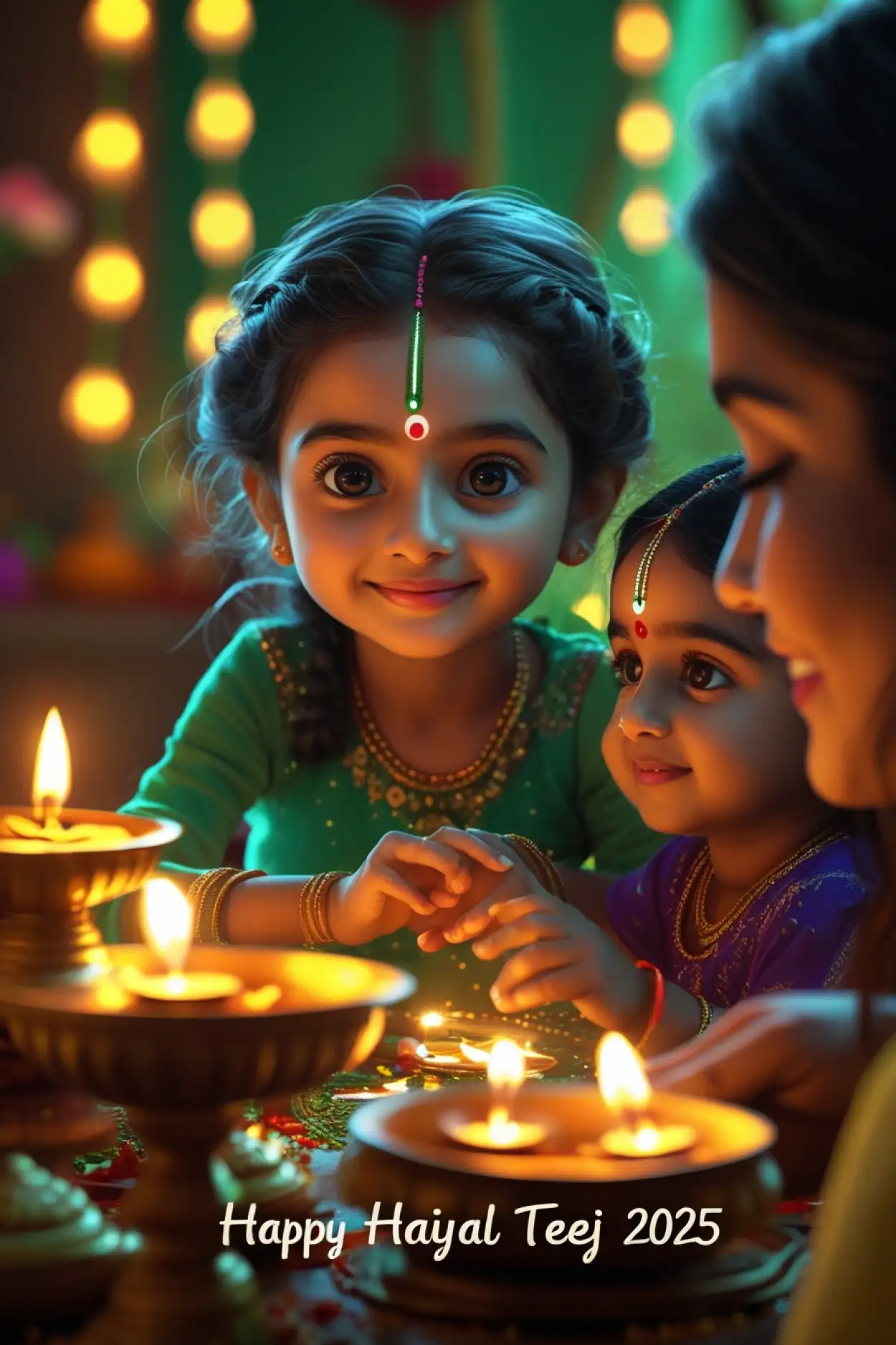 Free Download Hariyali Teej Wishes Image For Wife In Hindi - High Quality Happy Hariyali Teej Wishes 2025 Background