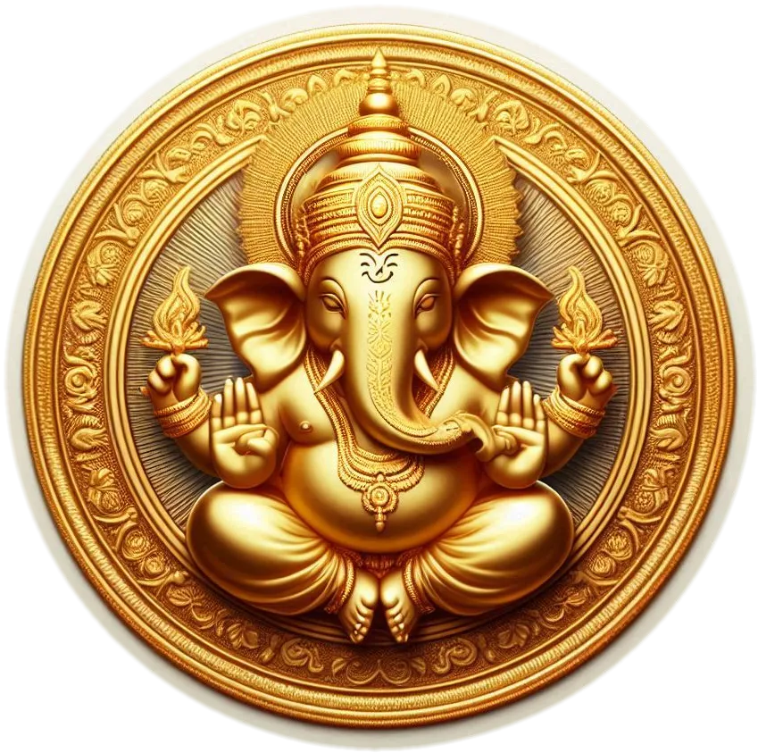 Hd Lord Ganesha 24k Gold Coin Png For Web Design - Royalty Free Ganesh Gold Coin Image | Pngmagic Free Download Hd Lord Ganesha 24k Gold Coin Png For Web Design - High Quality Ganesh Gold Coin PNG Image