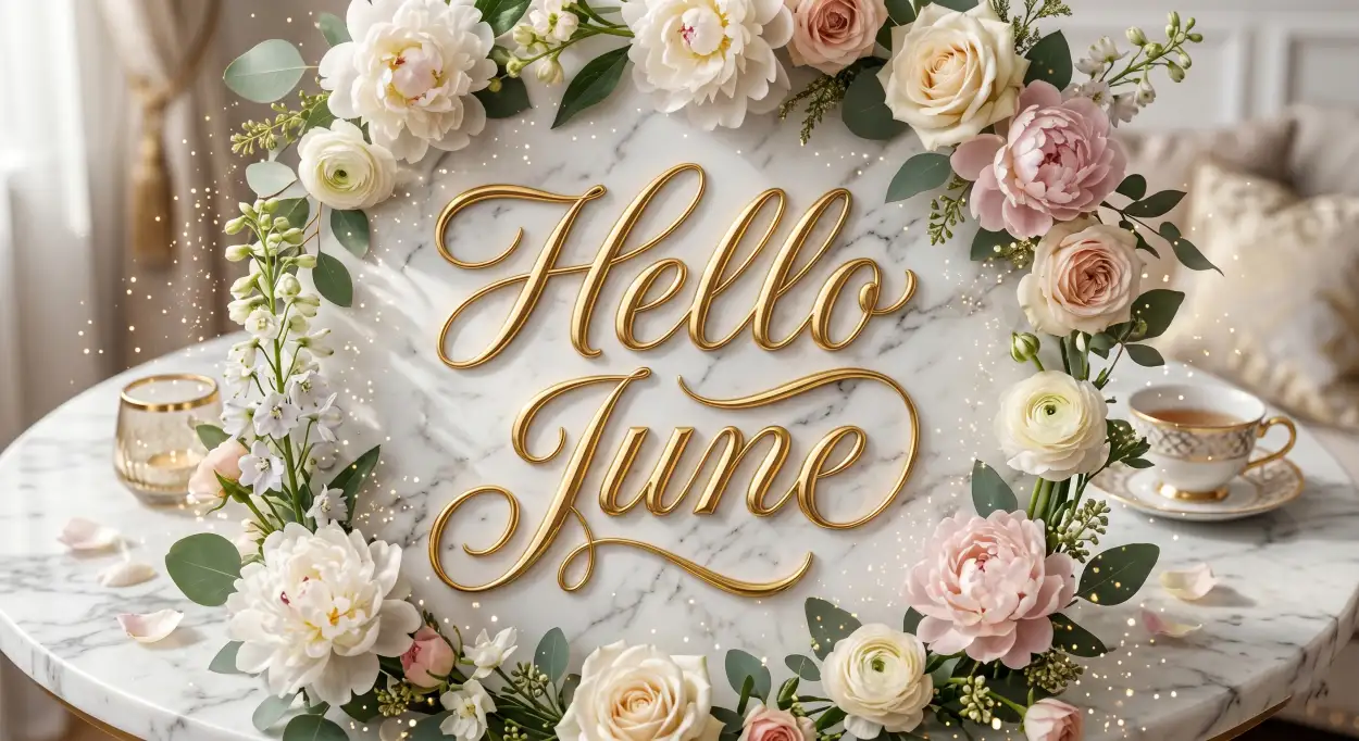 Free Download Hello June Floral Wreath Design - High Quality Hello June Image