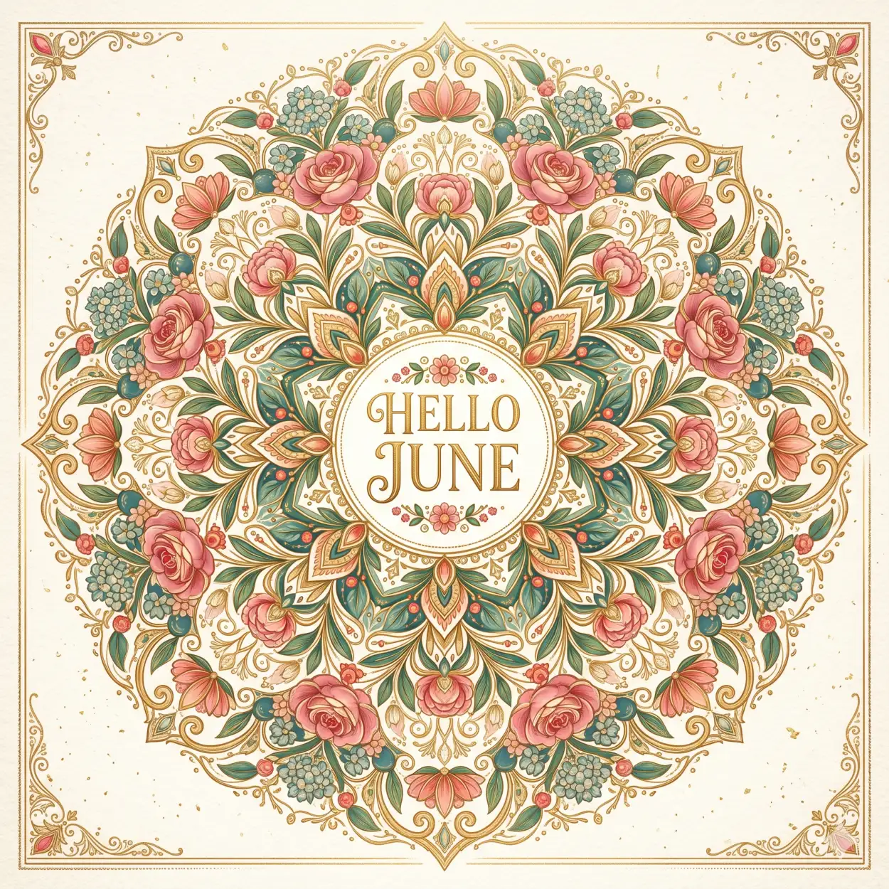 Free Download Hello June Fresh Flowers Greeting Card - High Quality Hello June Image