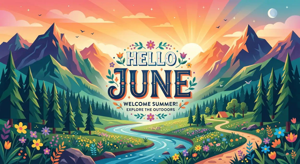 Free Download Hello June Modern Typography Poster - High Quality Hello June Image