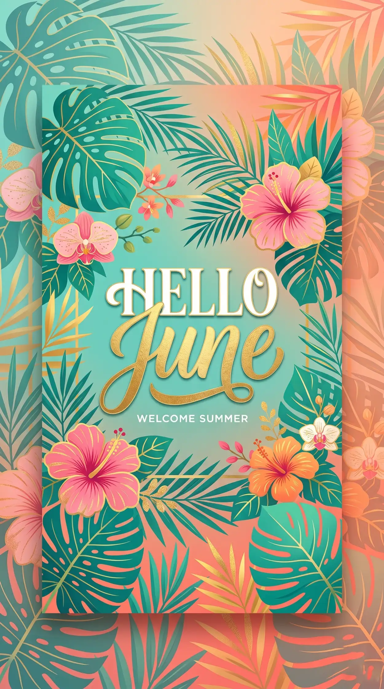 Free Download Hello June Stylish Greeting Card Design - High Quality Hello June Image