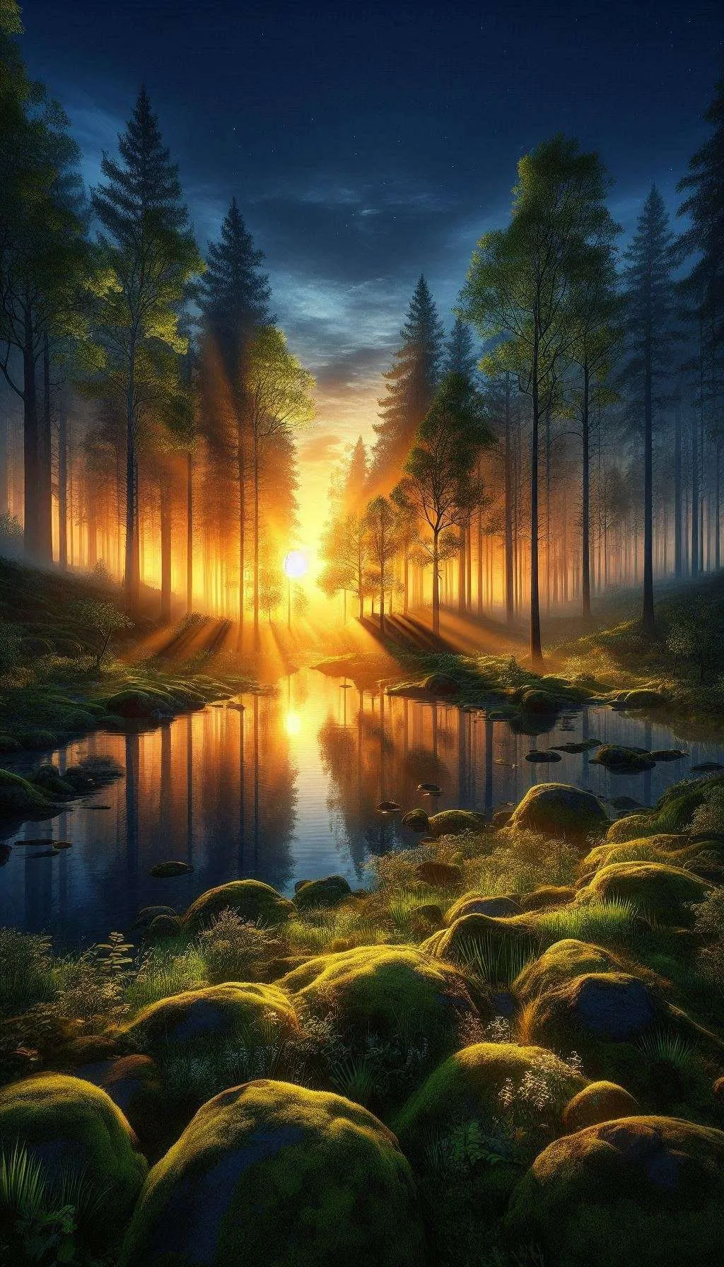 Free Download High-quality 3d Nature Wallpaper With Sunrise And Forest Views - High Quality Nature Wallpaper 3d Background