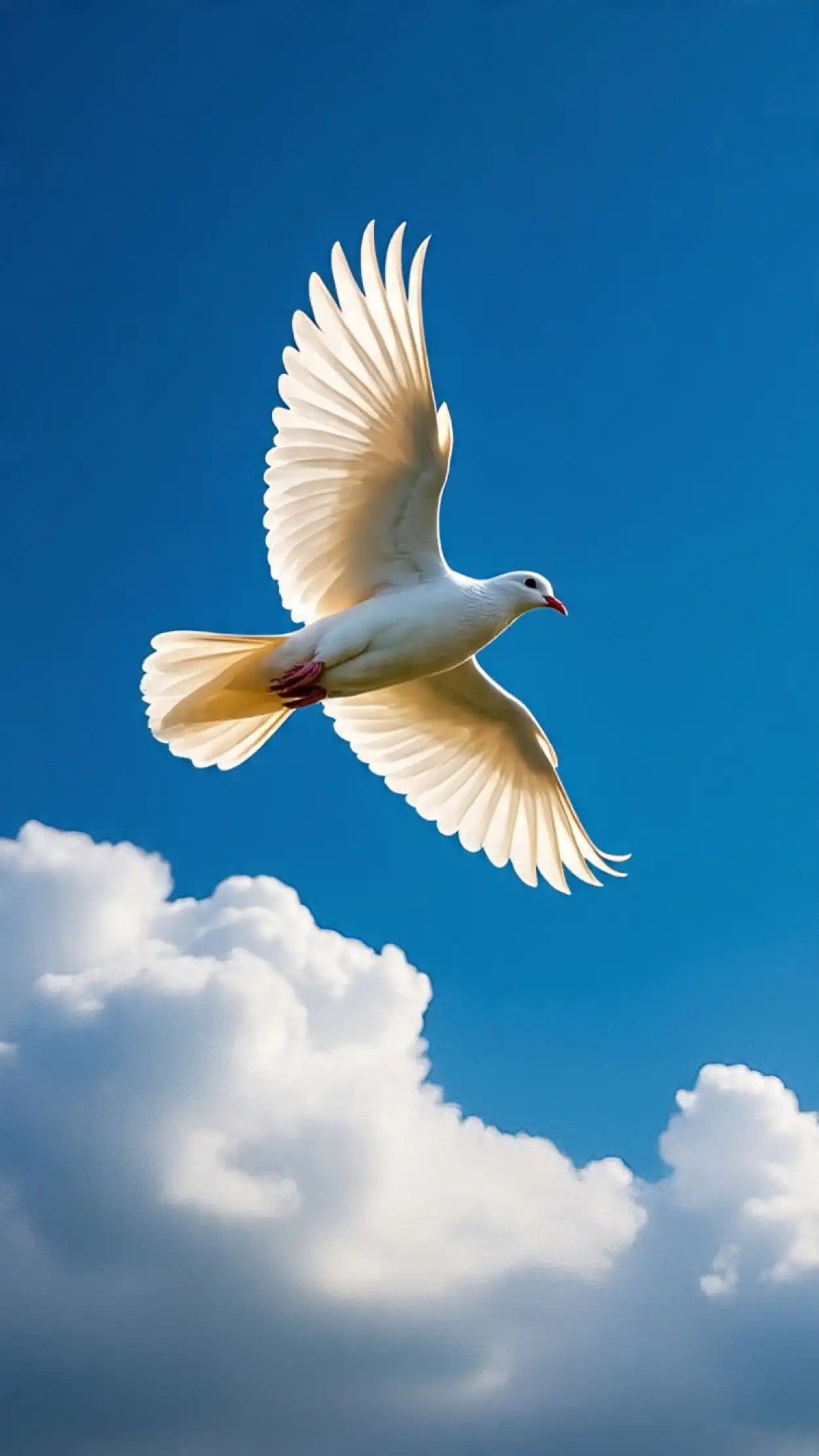 Free Download High Quality White Dove Flying In Blue Sky Photo Hd - High Quality White Dove Flying Image
