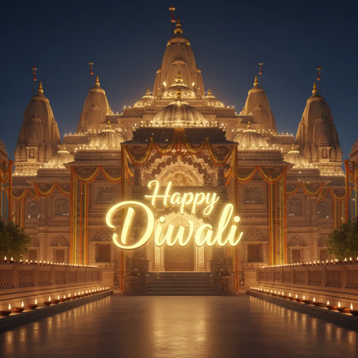 Hindu Festival Happy Diwali Wallpaper With Diya And Temple Lights - Royalty Free Happy Diwali Image | Pngmagic Free Download Hindu Festival Happy Diwali Wallpaper With Diya And Temple Lights - High Quality Happy Diwali Background