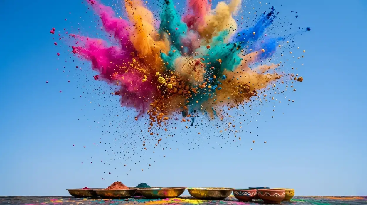 Free Download Holi Poster Background With Blue Sky - High Quality Holi Poster Background Background Image