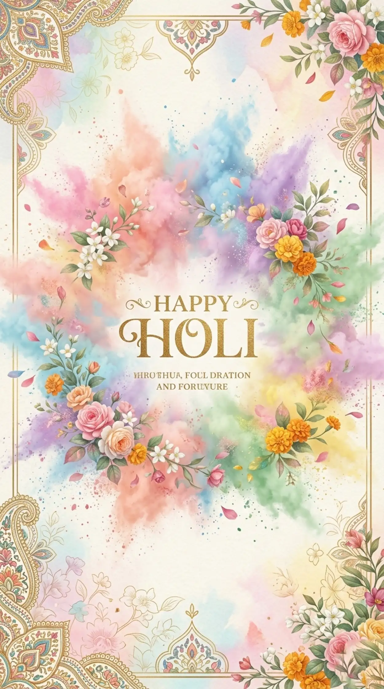 Free Download Holi Poster Background With Floral Elements - High Quality Holi Poster Background Background Image