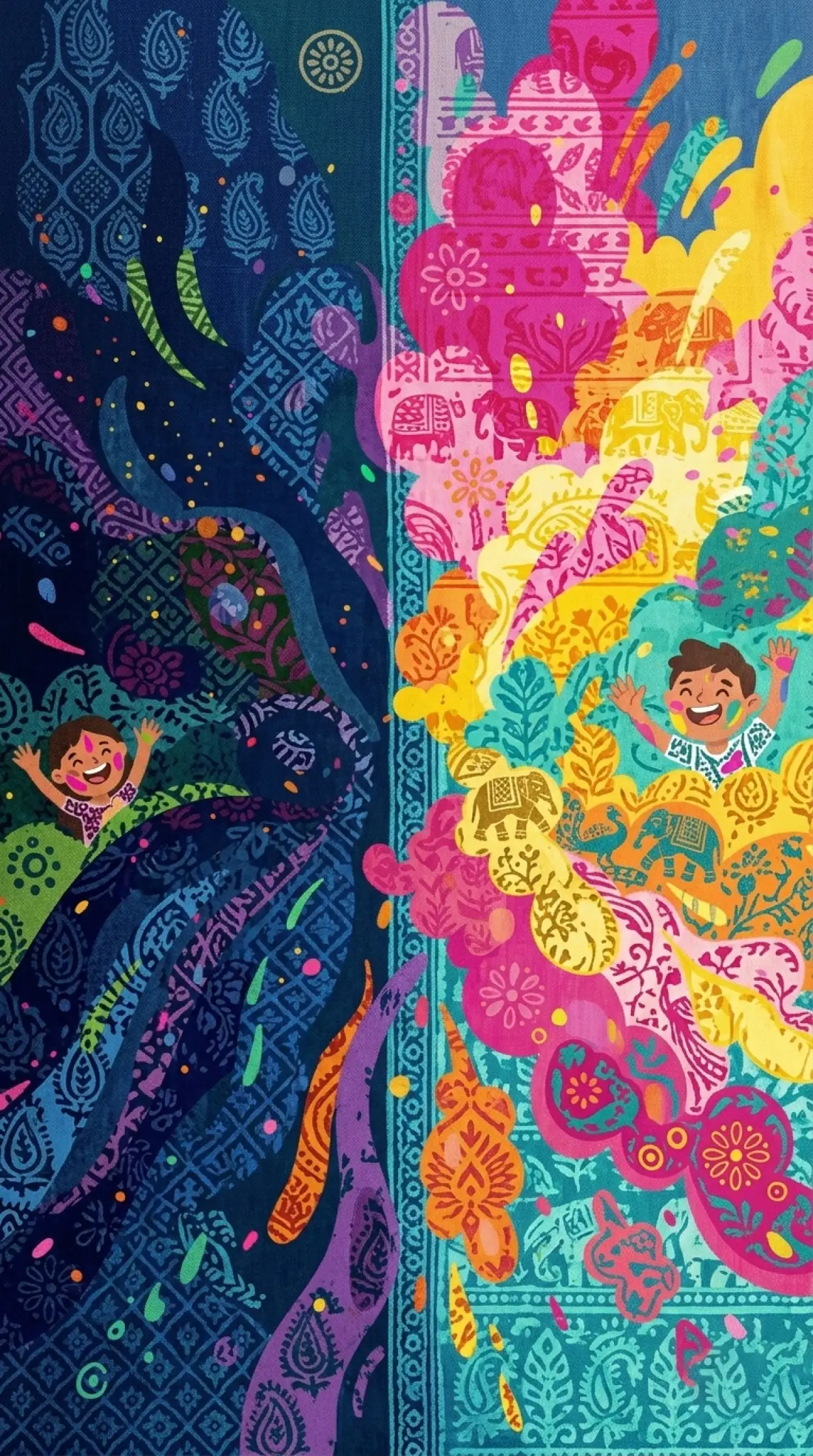 Free Download Holi Poster Background With Traditional Patterns - High Quality Holi Poster Background Background Image