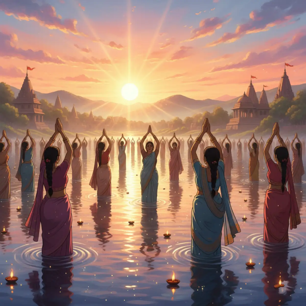 Free Download Holy Chhath Puja Background For Invitation And Poster Design - High Quality Chhath Puja Background Background Image