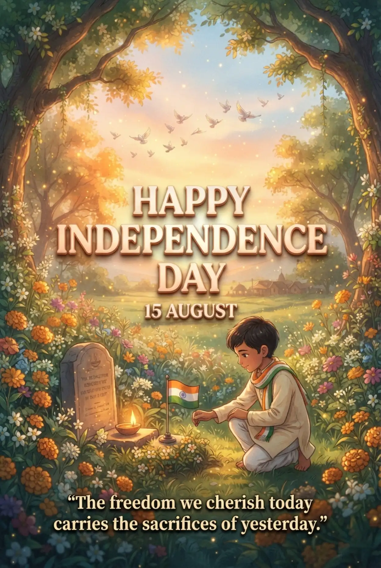 Free Download Independence Day 2026 Short Wishes - High Quality Indian Independence Day Wishes 2026 Image