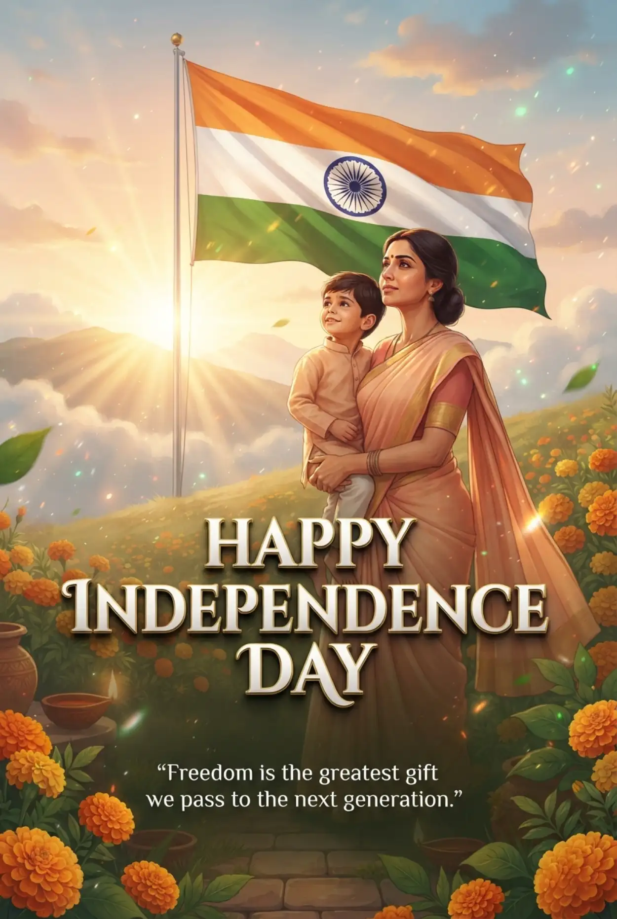 Free Download Independence Day Wishes 2026 For Family - High Quality Indian Independence Day Wishes 2026 Image