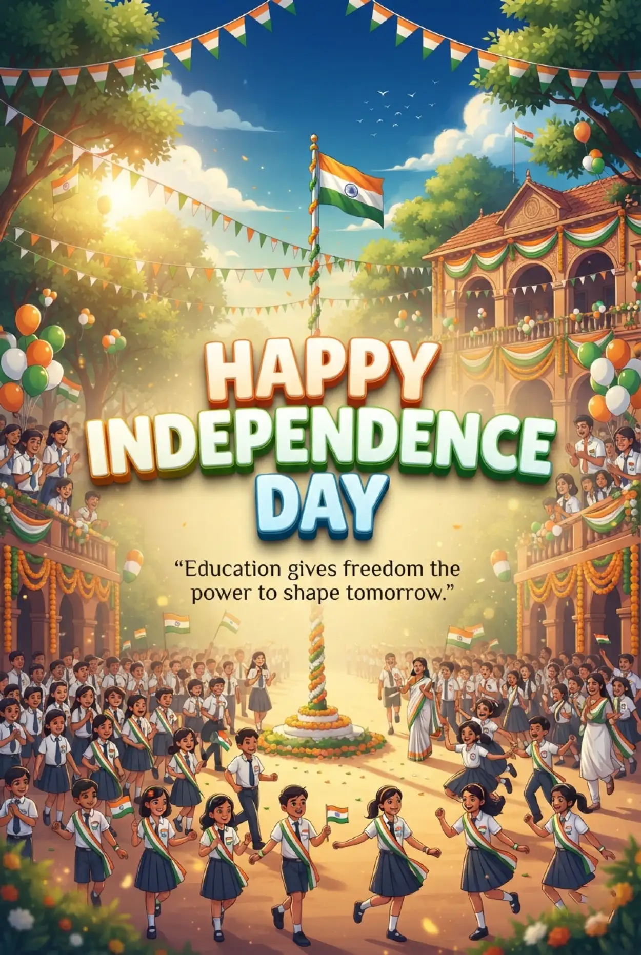 Free Download Independence Day Wishes 2026 For Students - High Quality Indian Independence Day Wishes 2026 Image