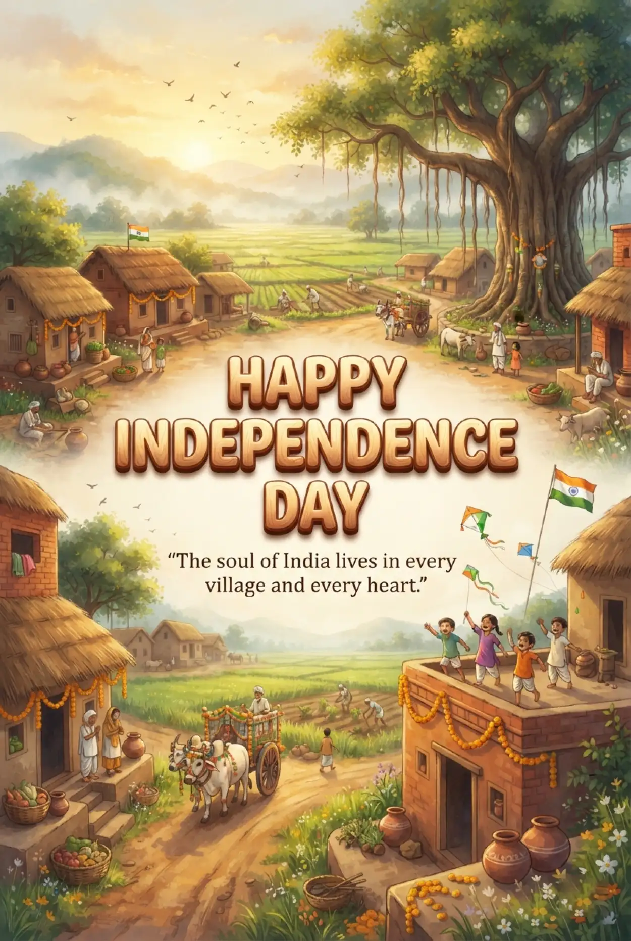 Free Download Independence Day Wishes 2026 For Whatsapp - High Quality Indian Independence Day Wishes 2026 Image