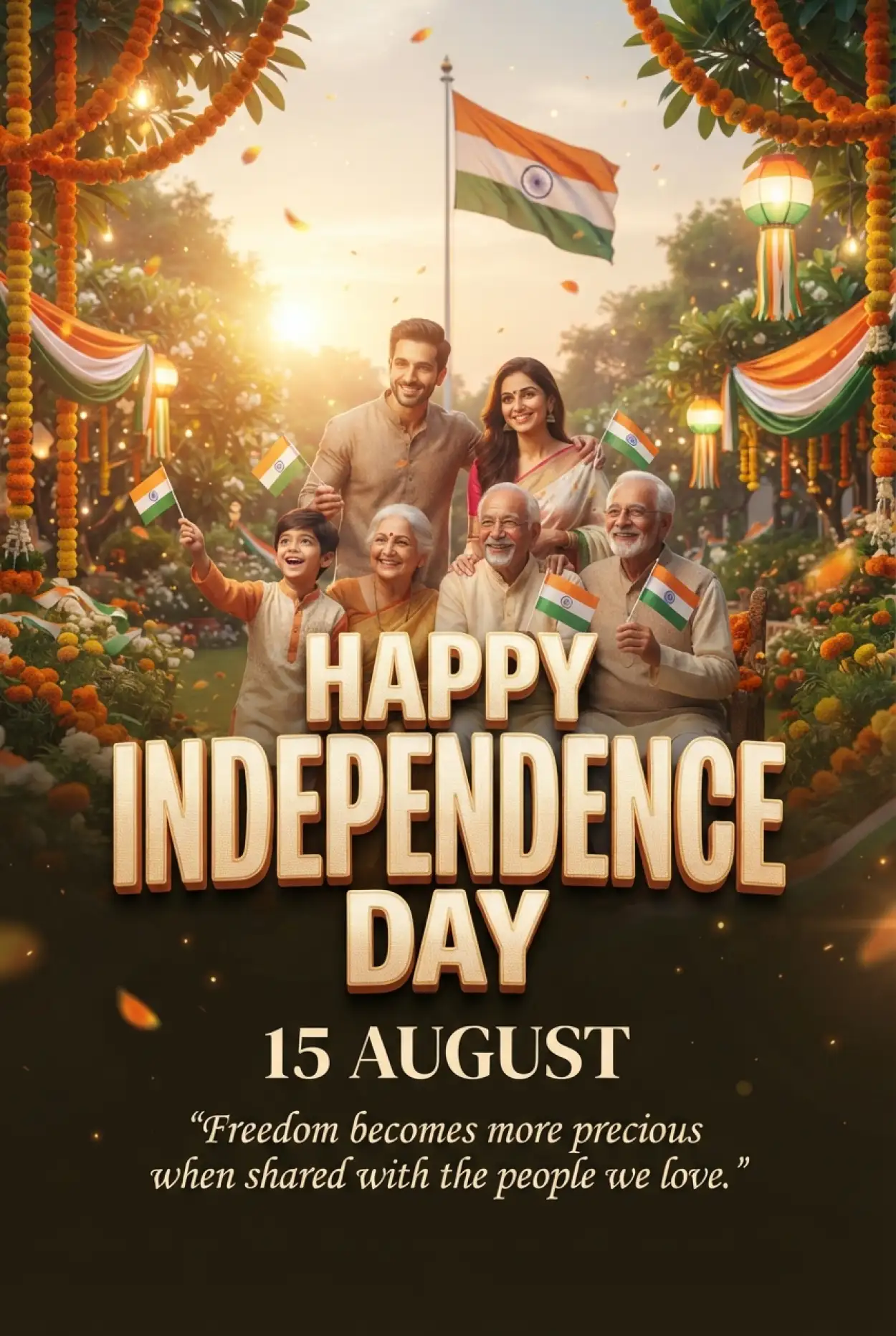 Free Download Independence Day Wishes 2026 Status Images - High Quality Indian Independence Day Wishes 2026 Image