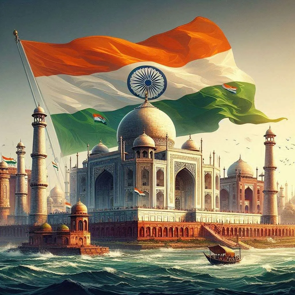 Free Download Indian Flag With Taj Mahal Free Image Download - High Quality Indian Flag Background
