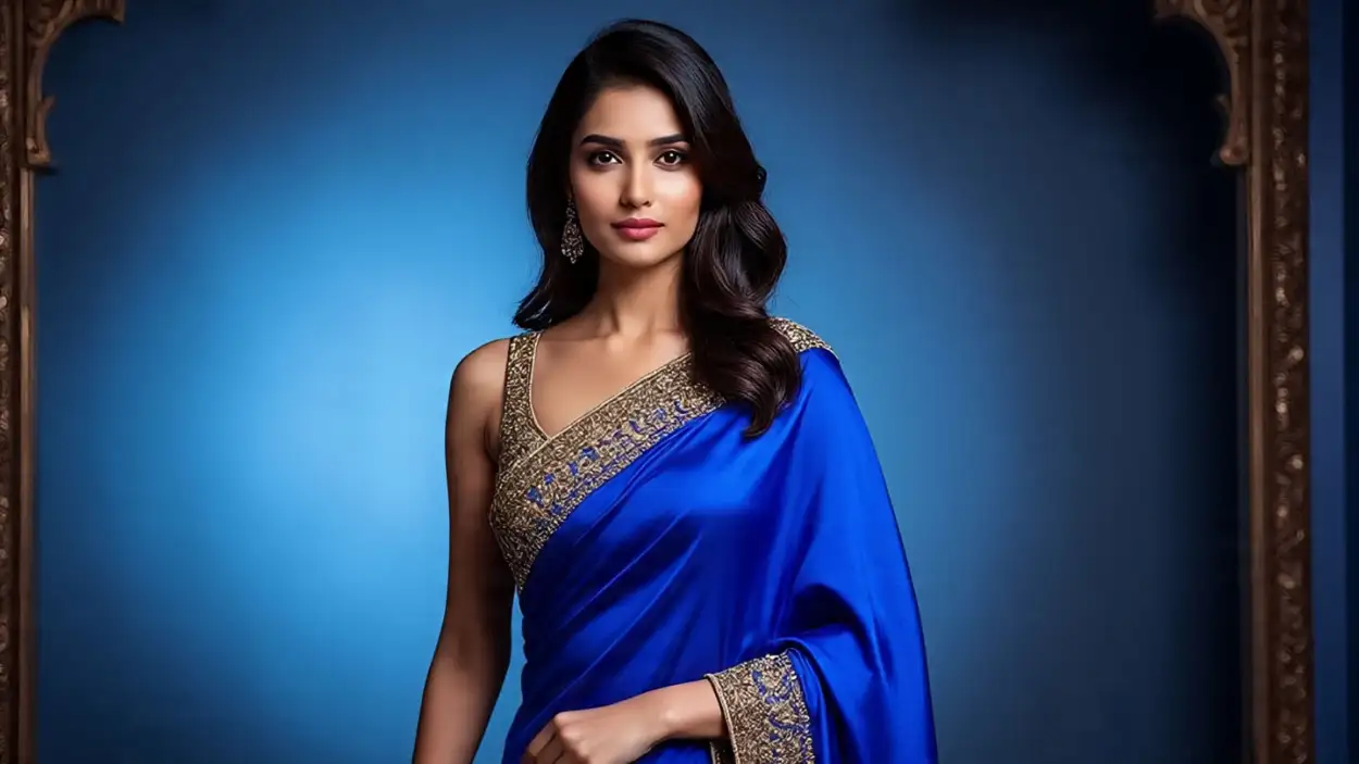 Free Download Indian Girl In Blue Saree Picture Hd - High Quality Free Blue Picture Background