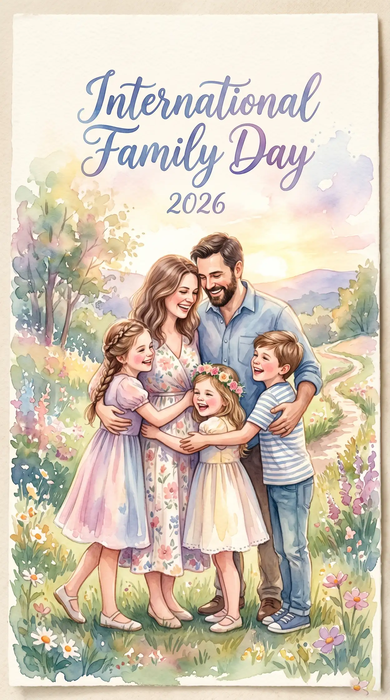 Free Download International Family Day 2026 Realistic Family Painting - High Quality International Family Day 2026 Image