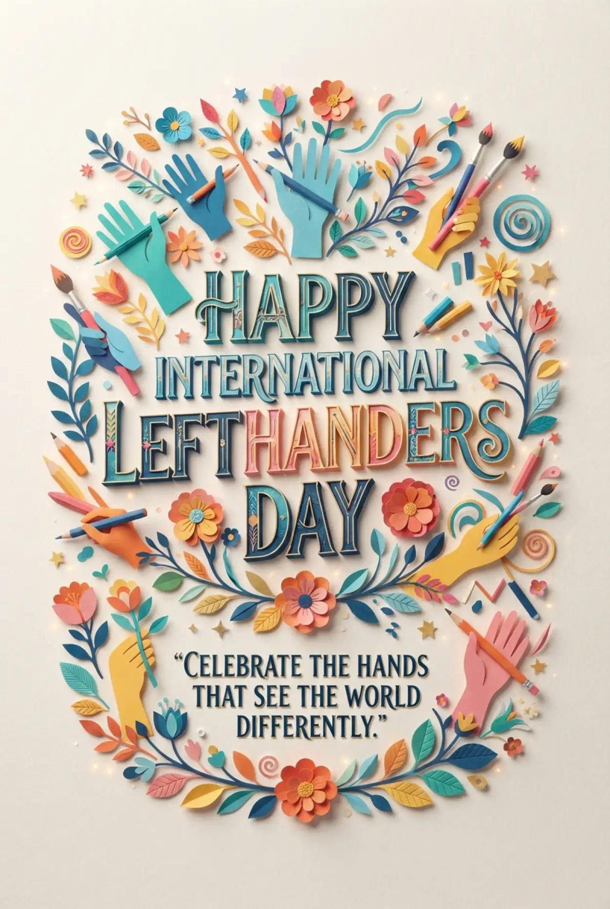 Free Download International Lefthanders Day Lettering Design 2026 - High Quality International Lefthanders Day 2026 Image